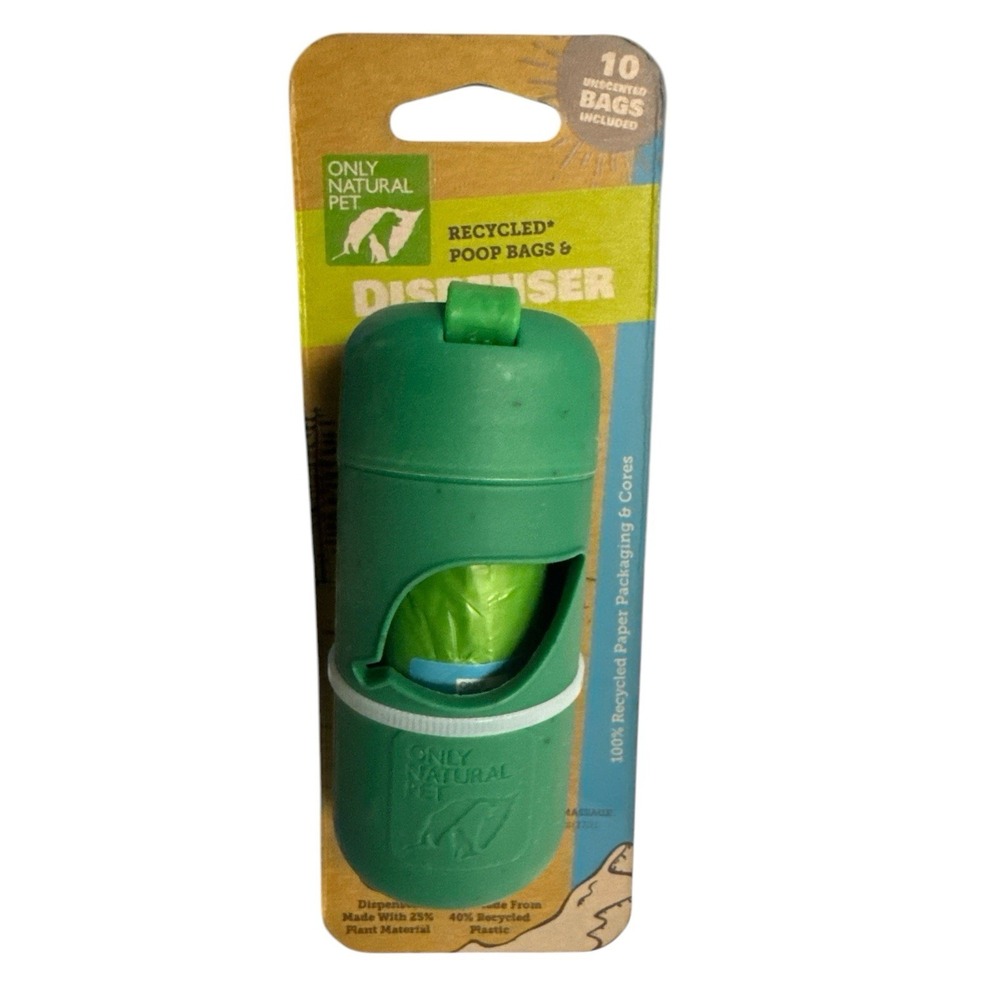 Only Natural Pet Dog Poop Bags Dispenser w/ Clip + 10 Unscented Poop Waste Bags